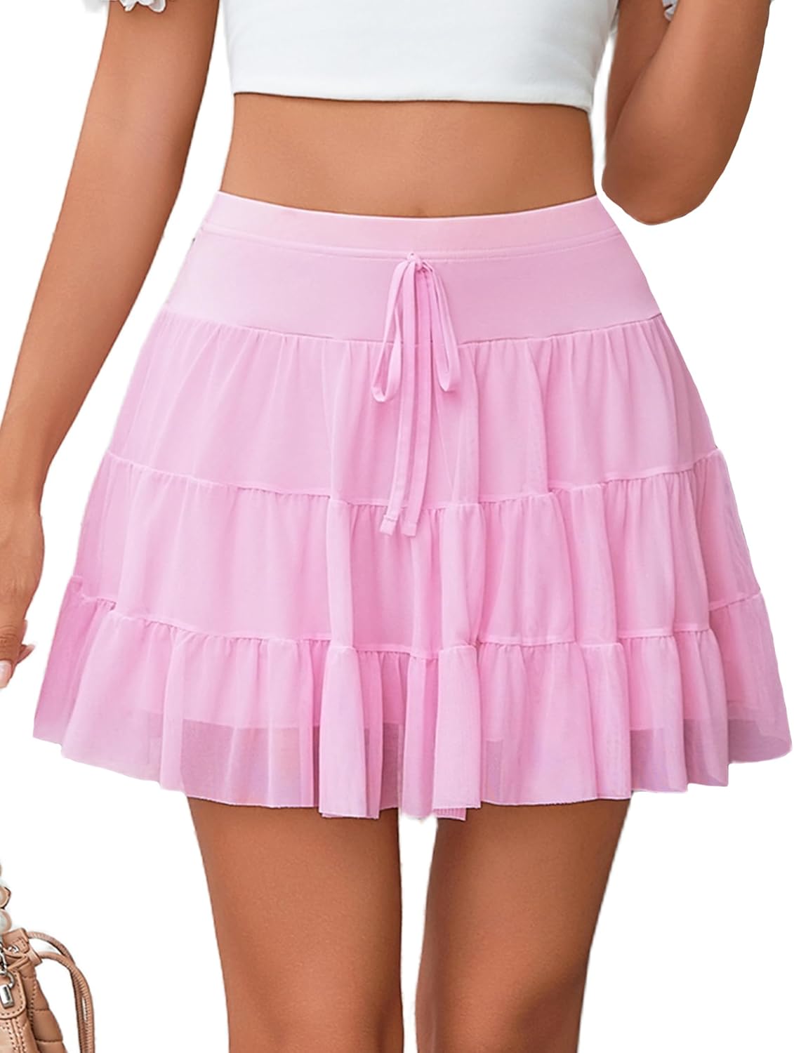 Avidlove Mini Skirt Women's Mesh Ruffle Y2K Skirts Multi-Layer Flowy Lingerie Skirt