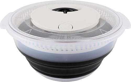 COOK WITH COLOR Spinner plegable para ensaladas, secadora de lechuga de 4 cuartos de galón que ahorra espacio con colador plegable perfecto para
