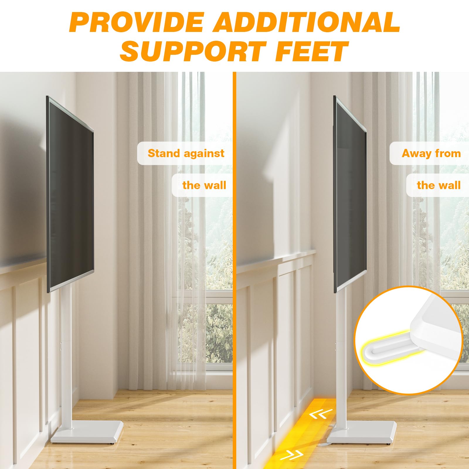 TVON TV Ständer TV Bodenständer für 32-60 Zoll Fernseher Standfuß Fernsehstand höhenverstellbar schwenkbar Max. VESA 400x400 mm bis 40 kg