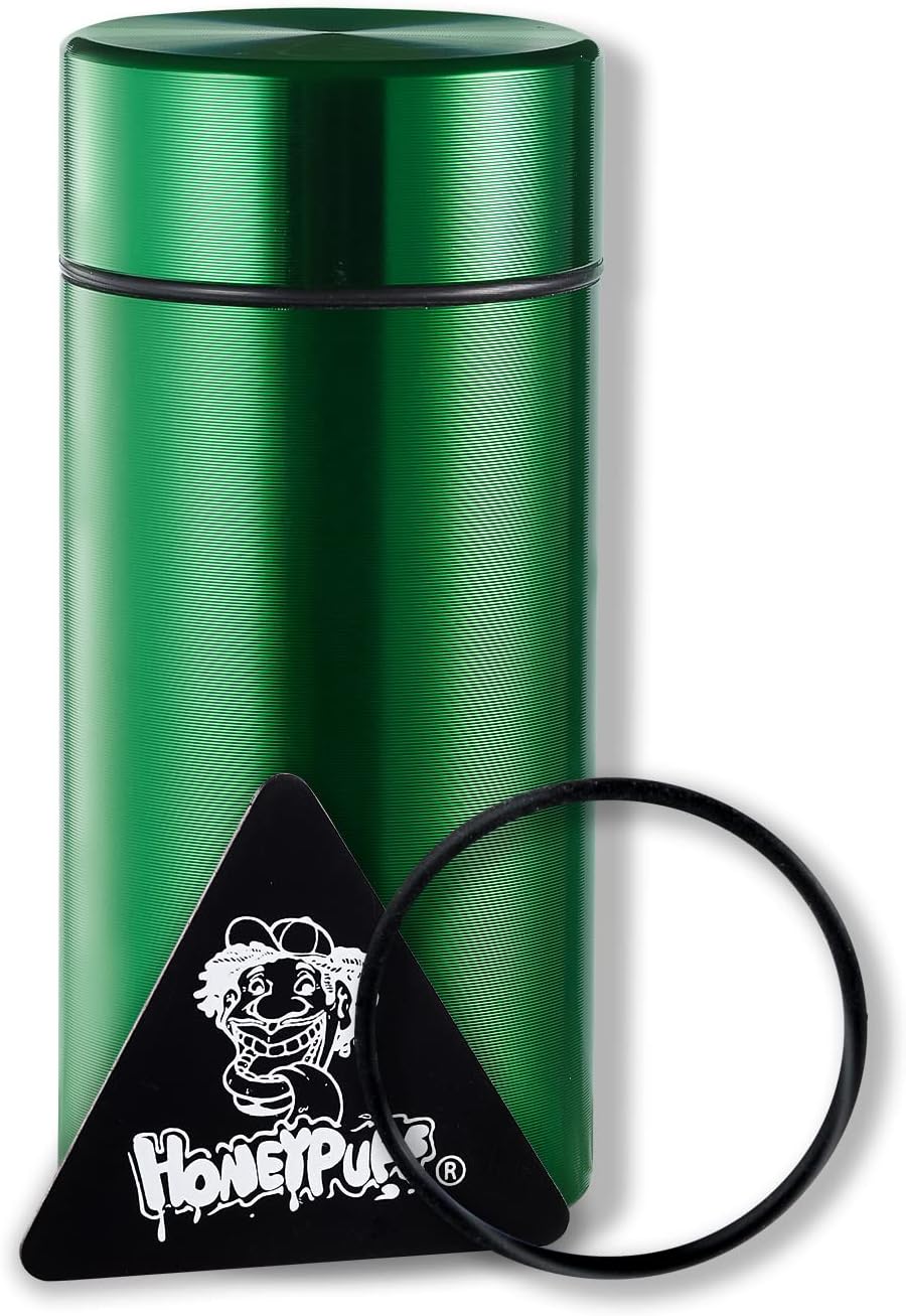 Honeypuff Aluminum Storage Jar, 42ml, Airtight Smell Proof Stash Jar With Seal Ring, Multipurpose Storage Container for Herb, Coffee & Spices (42ml-Green-)