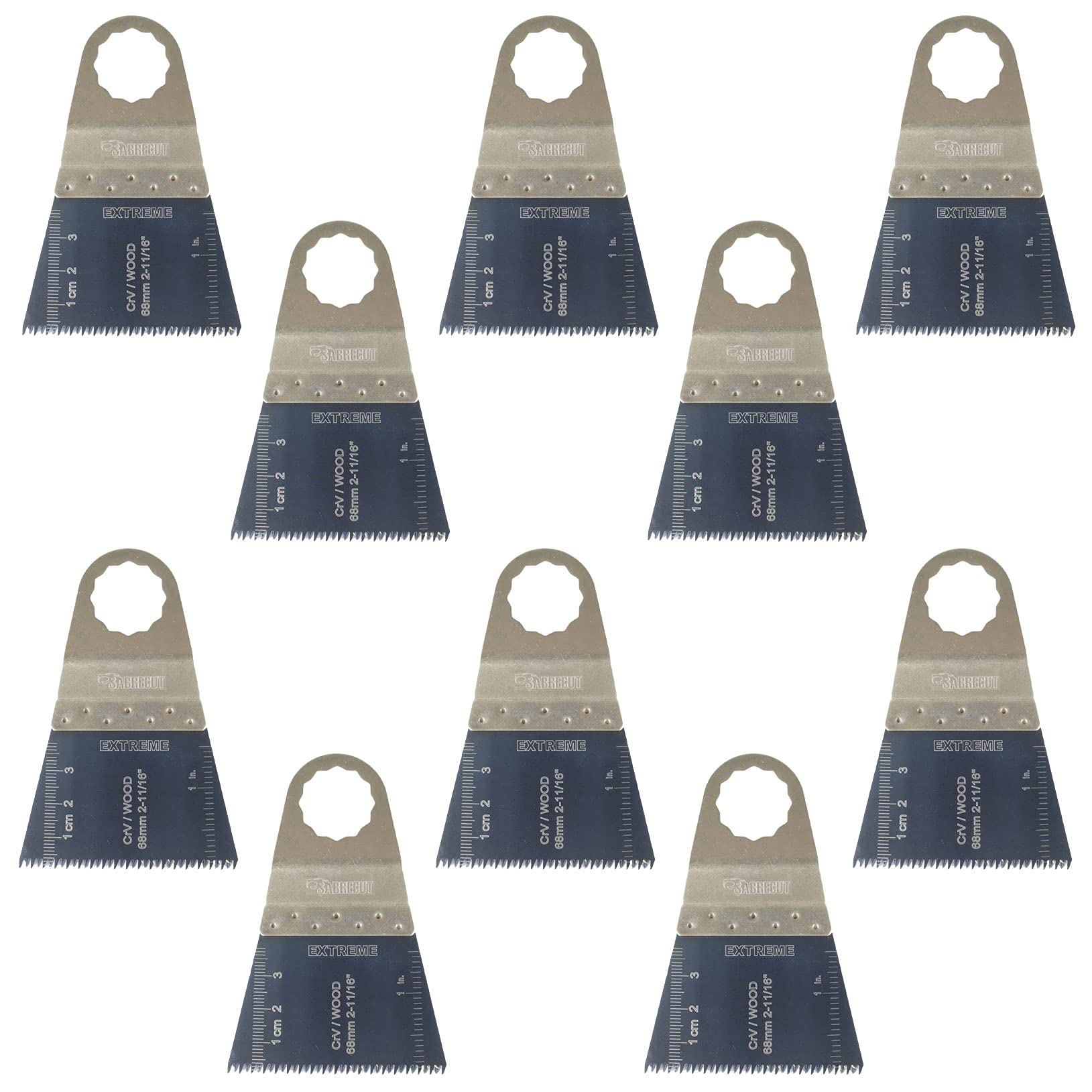 SabreCut 10pcs SC65J_10 65mm Lames multitool Durable | Compatible avec Fein SuperCut & Festool Vecturo, lames gros grain pour coupes rapides