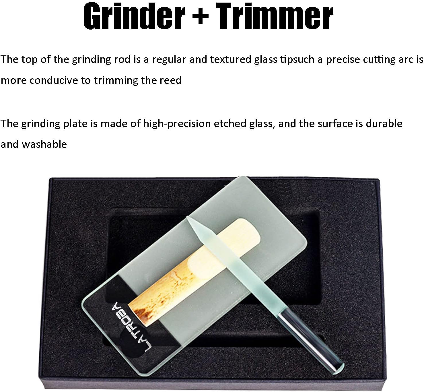 Saxophone Reed Resurfacer & Trimmer Kit - Professional Glass Reed Cutter with Stainless Steel Stick | Precision Repair Tool for Clarinet & Sax Reeds | Durable, Portable Desig (Stainless steel)