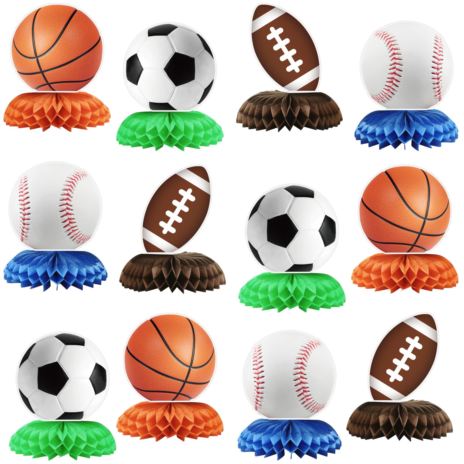 12Pcs Sports Birthday Party Decorations, Sports Theme Party Supplies Sports Party Decor, Sports Birthday Gifts Football Basketball Sports Decorations,
