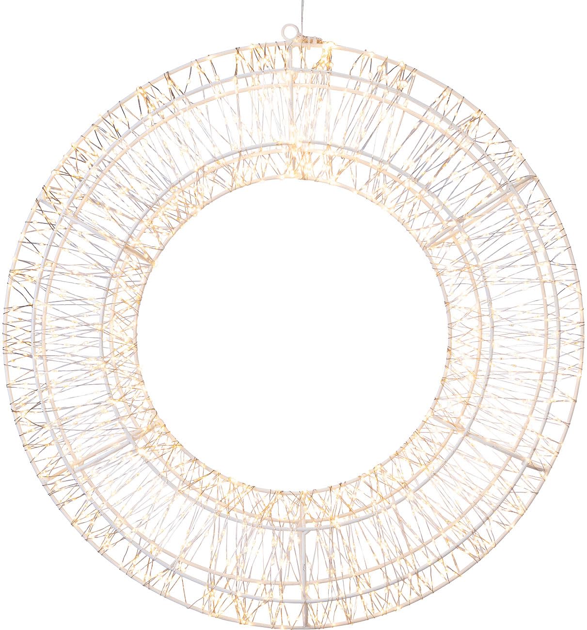 Lunartec Fensterbeleuchtung: 3D-LED-Lichterkranz, Firework-Effekt, 1.800 LEDs, warmweiß, IP44, 58cm (Deko-Kränze, Dekos Wohnzimmer)