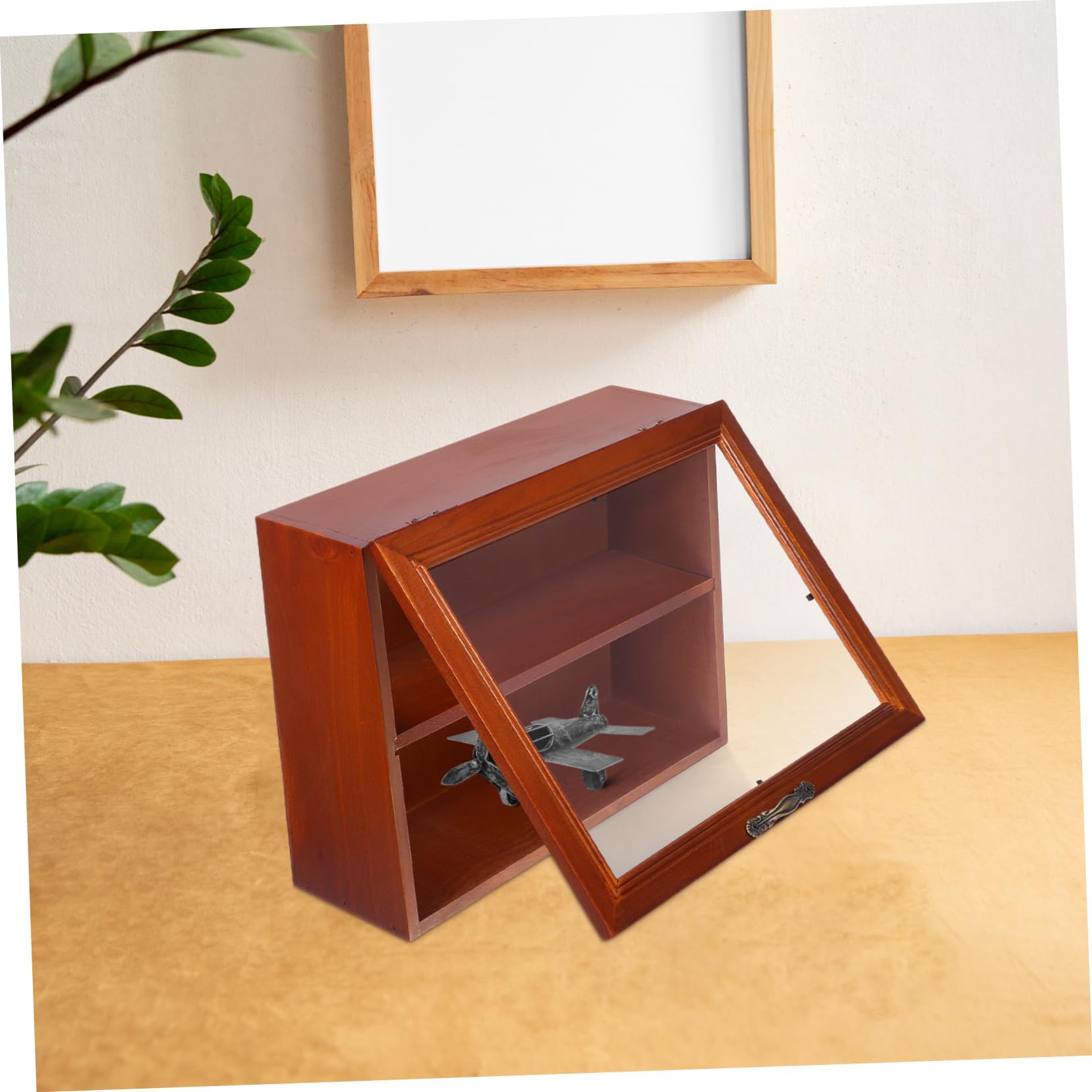Vetrinetta In Legno Massello Con Porta Acrilica Ribaltabile – Espositore Desktop Vintage Per Collezioni, Figure E Oggetti Da Collezione, Multiuso