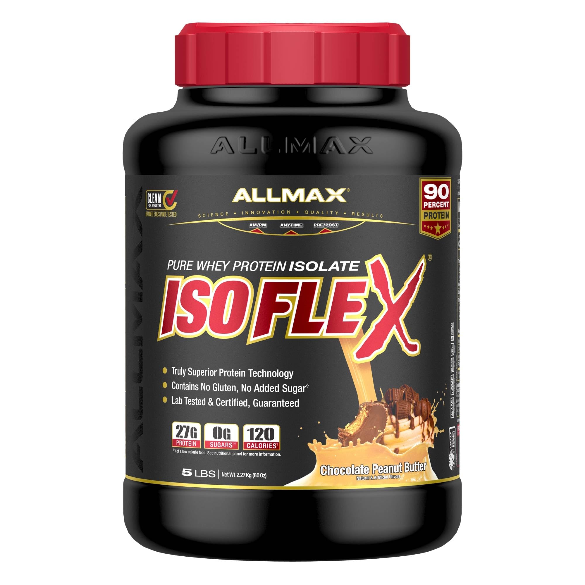 AllMax Nutrition - ISOFLEX Whey Protein Powder, Whey Protein Isolate, 27g Protein, Chocolate Peanut Butter, 5 Pound