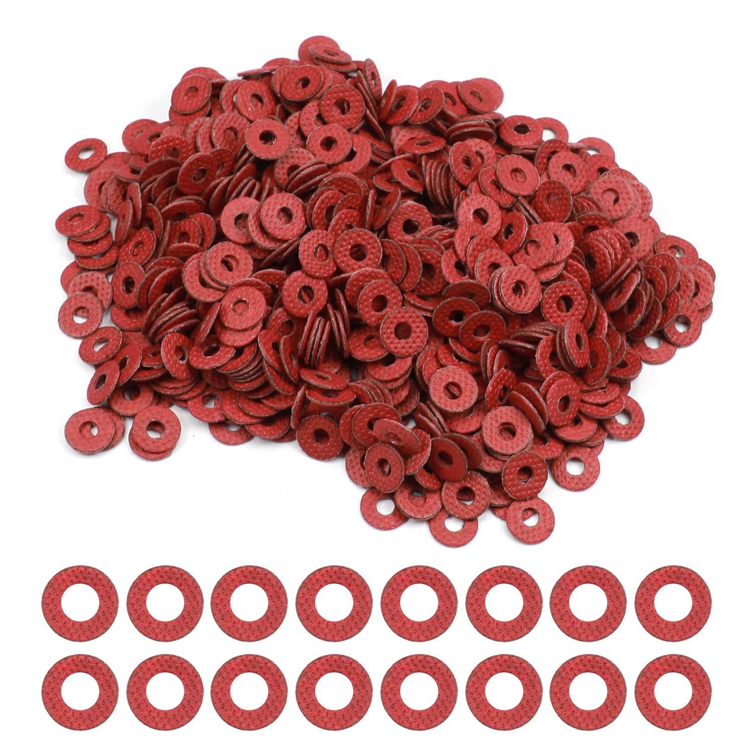 MroMax 1000PCS Insulating Washer M3 Red Vulcanized Fiber Washer 0.31" x 0.12" x 0.03" Insulation Gasket for Motherboard-image-26