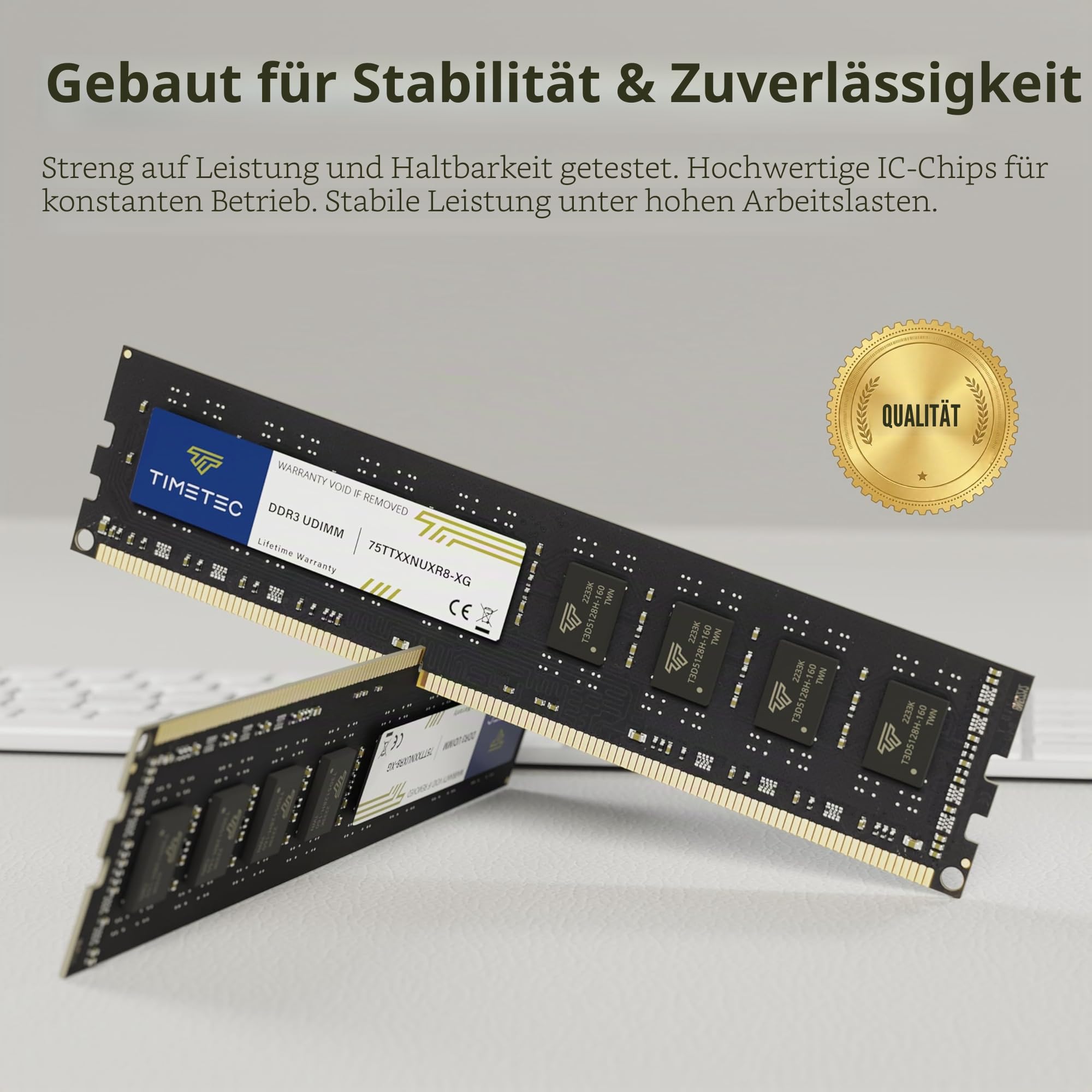 Timetec 8GB DDR3/DDR3L 1333MHz PC3-10600 Non-ECC Ungepuffert 1,5V/1,35V CL9 2Rx8 Dual Rank 240 Pin UDIMM Desktop-Speicher RAM-Modul-Upgrade