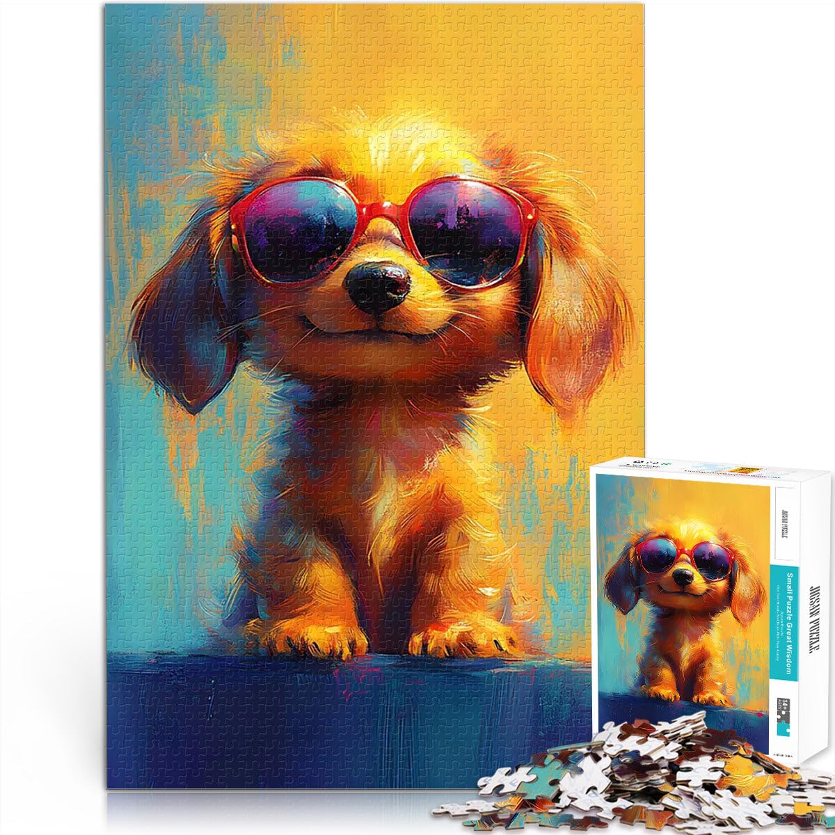 Chien Cool avec des Lunettes de Soleil Puzzle 2000 pièces pour Adultes Jeu de Quiz est idéal comme Cadeau pour Toute la Famille 70x100cm