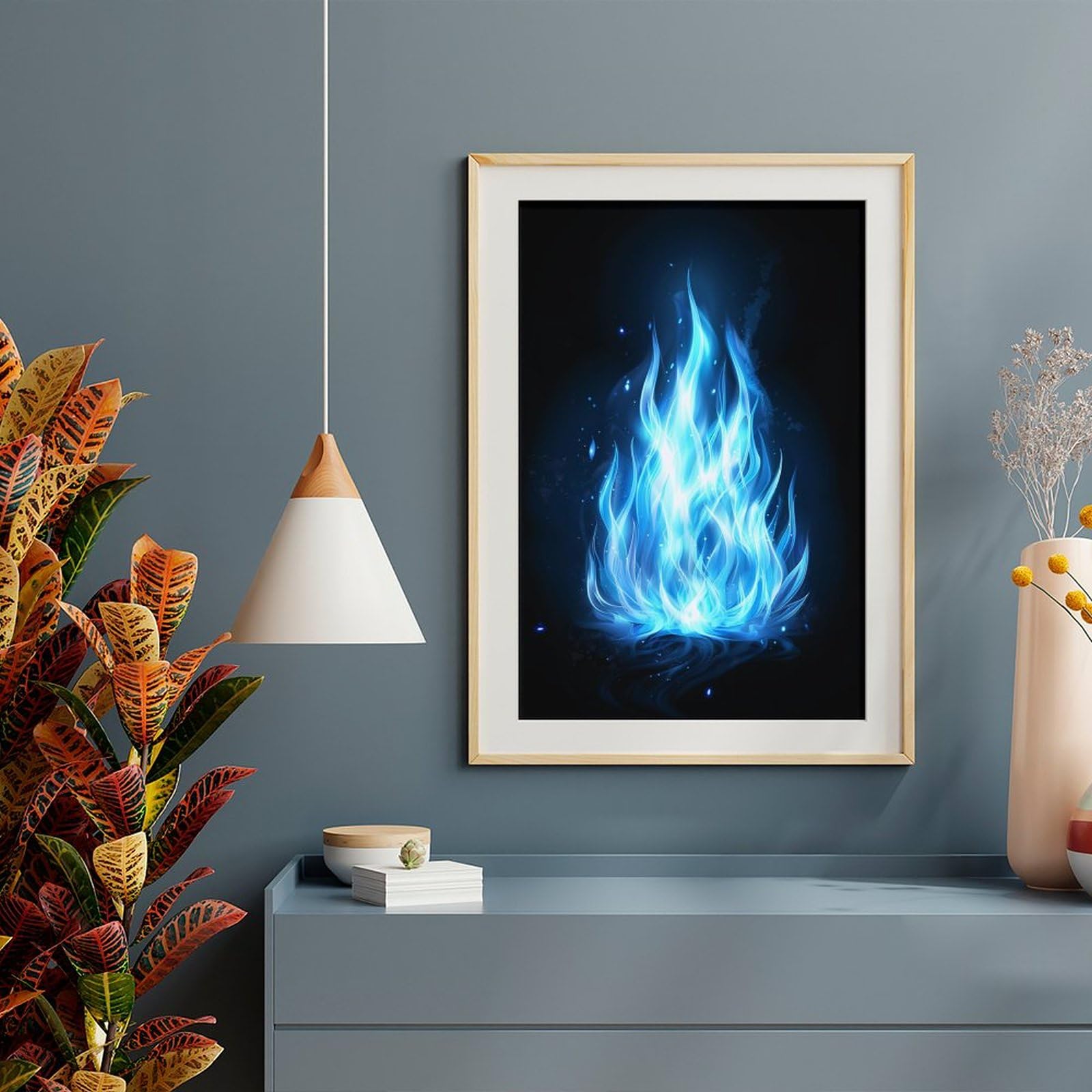 Blue Flame Poster Wall Art Print Poster Decorative Painting Wall