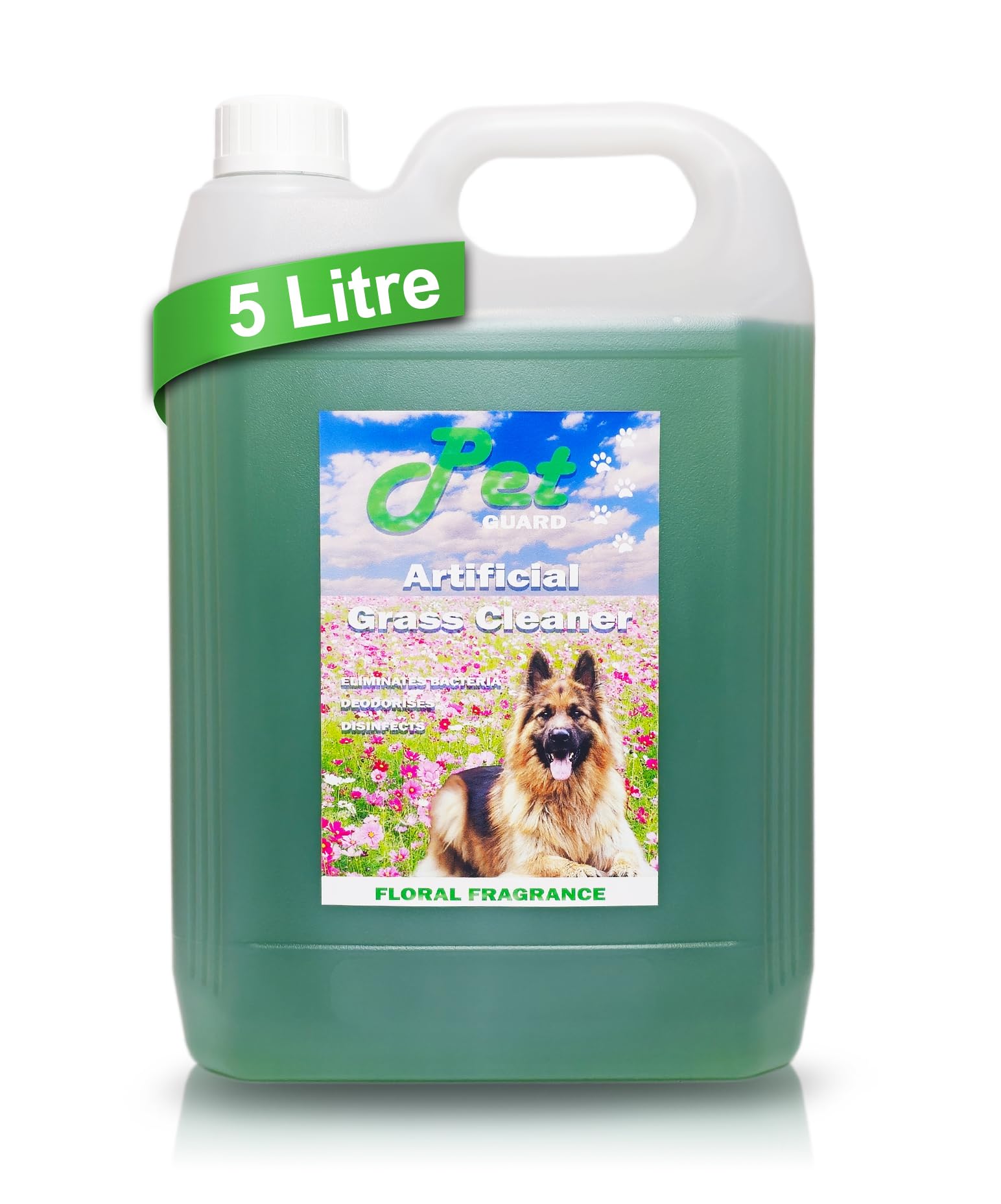Pet Guard Artificial Grass Cleaner 5L Dog Safe Pet Eliminates Bacteria Deodorises Disinfects - Puppy Urine Cleaner & Odour Remover - Astro Turf Cleaner Dog Urine and Poop - Pet Friendly (Floral)