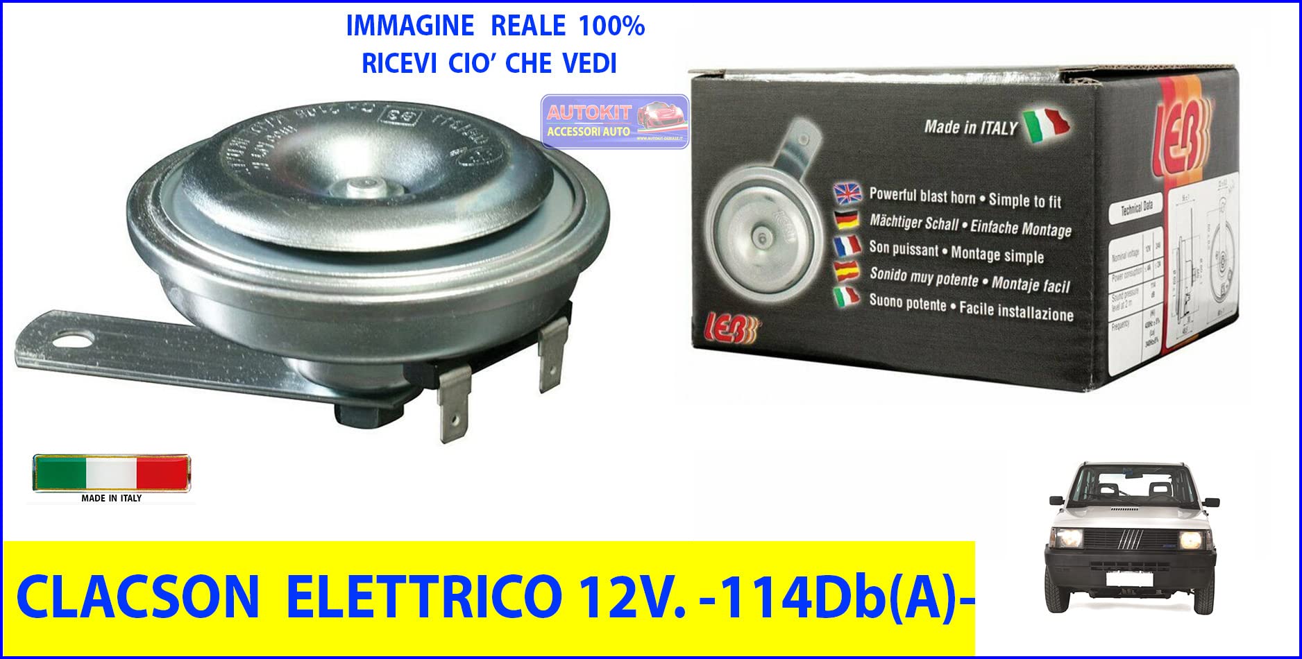 Clacson Avvisatore Acustico tipo originale per FIAT 500 F Horn