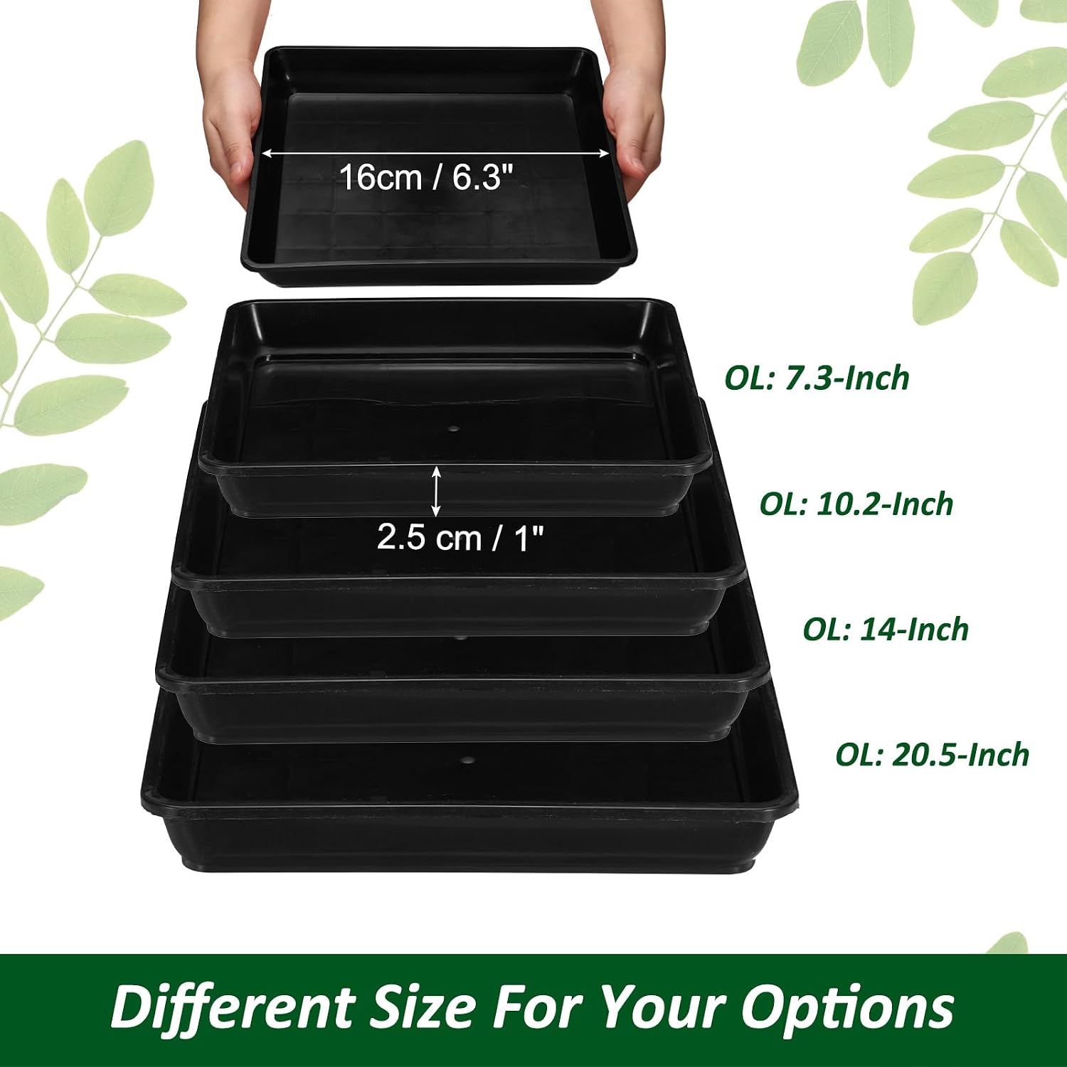 PATIKIL Plant Saucer Tray, 10 Pack 7 Inch Plastic Square Plant Saucer Flower Planter Drip Tray for Indoors Outdoors Patio Balcony, Black