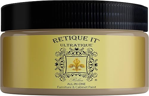 Retique It Pintura a base de tiza todo en uno Ultratique para muebles y gabinetes, 8 onzas líquidas (paquete de 1), 12 beige francés