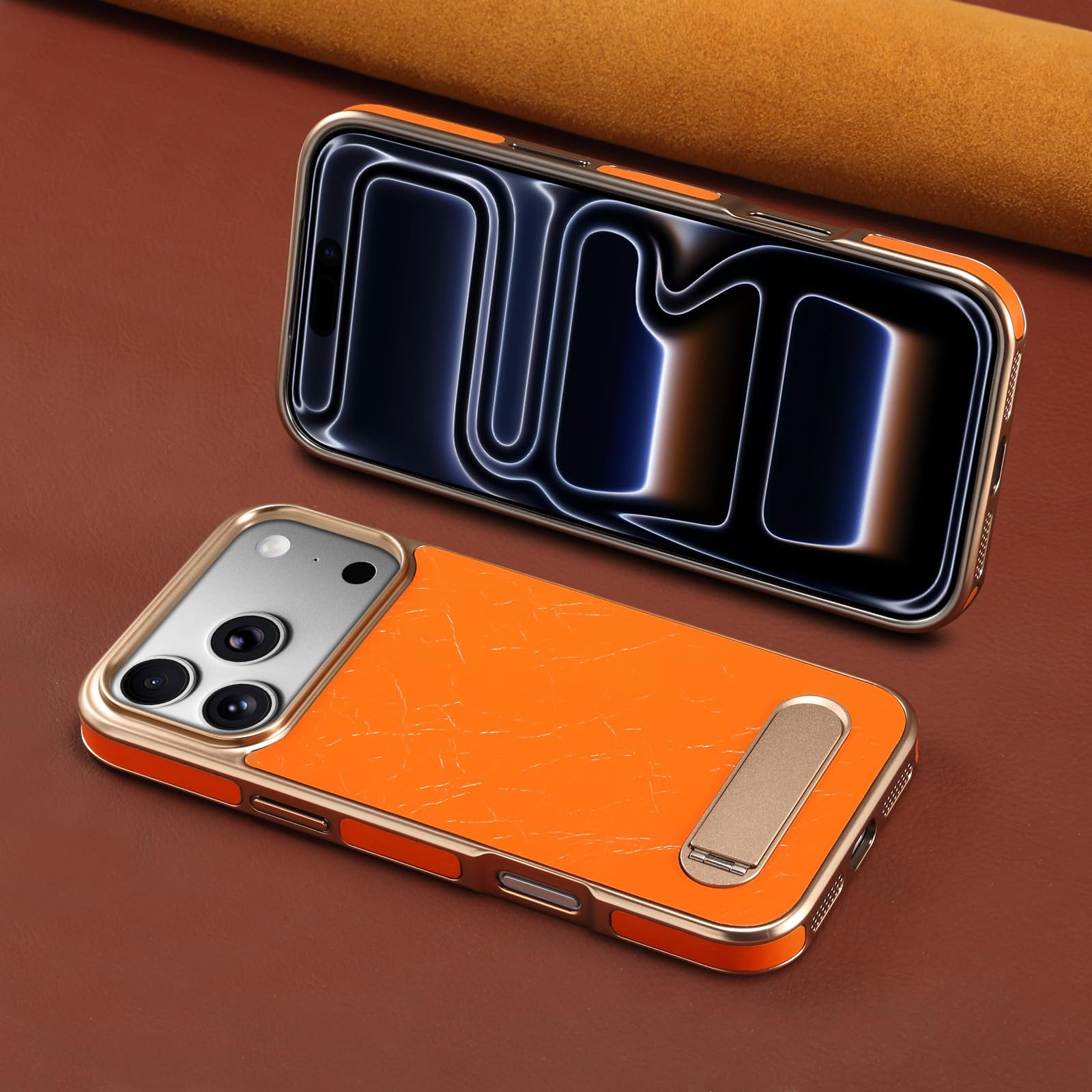 Étui en cuir véritable pour iPhone 18 Pro, support invisible et