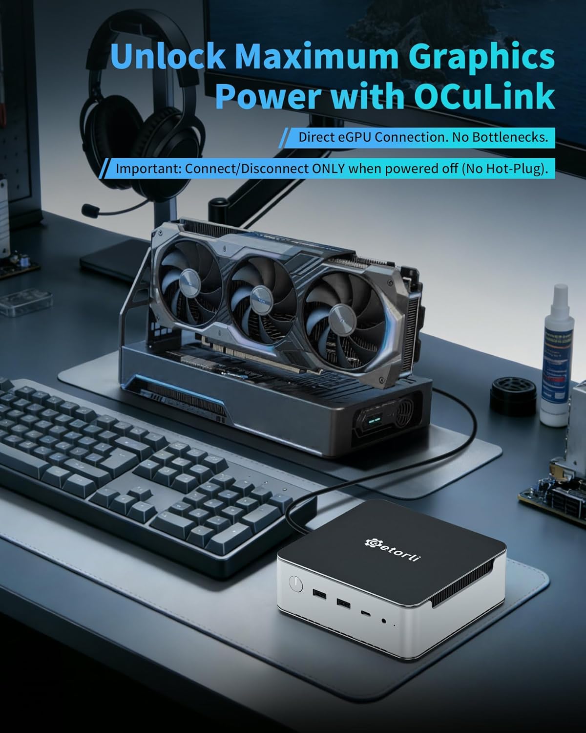 Getorli Mini PC, AMD Ryzen 7 H 255(Up to 4.9GHz), 32GB DDR5 & 1TB PCIe 4.0 SSD Micro PC, 4K Quad Display Mini Desktop Computer with Dual 2.5G LAN，WiFi 6 for Home Office/Gaming/Design & Productivity