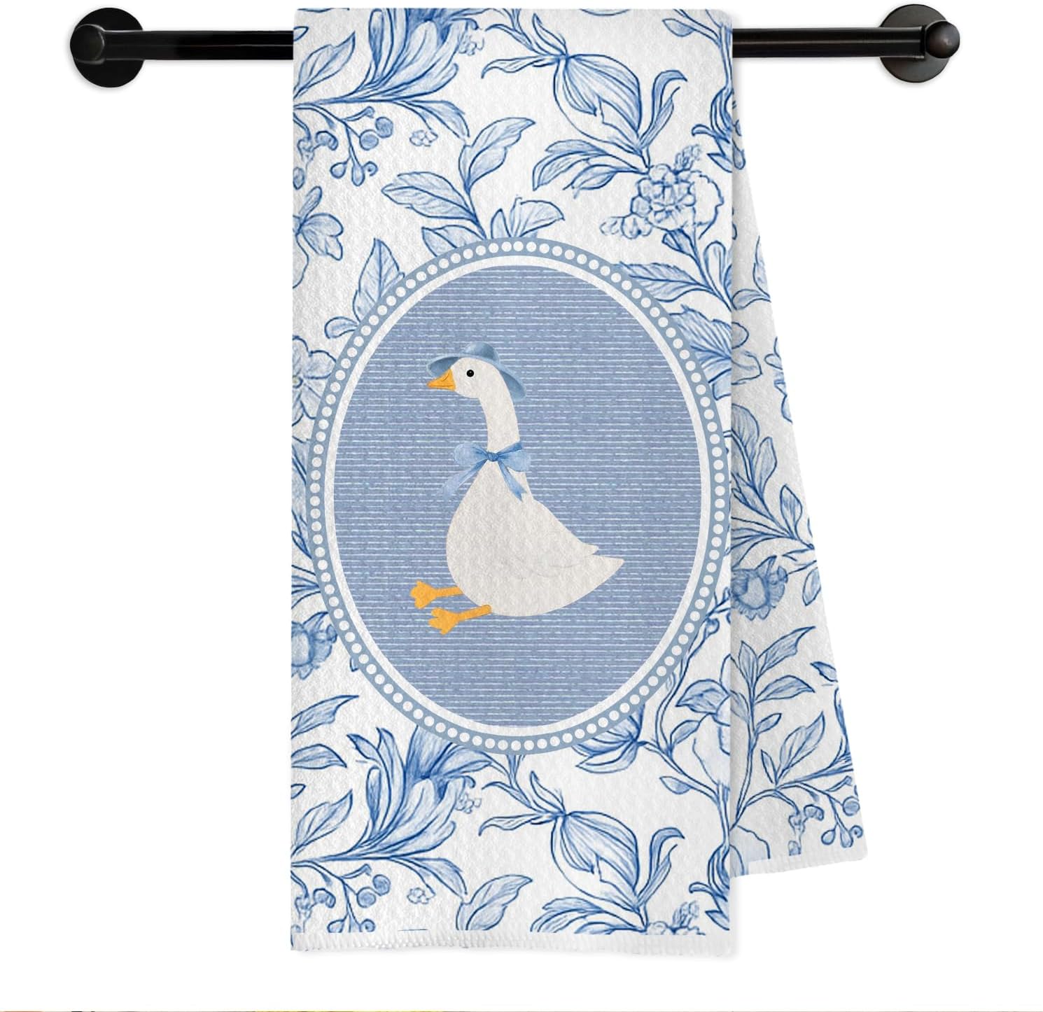 Sage Green Botanical Goose Kitchen Towels, Goose Gifts for Women Dish Tea Towels, Cottagecore Floral Plant Animal Decorative Hand Towel for Bathroom Kitchen, 16x24 Inch