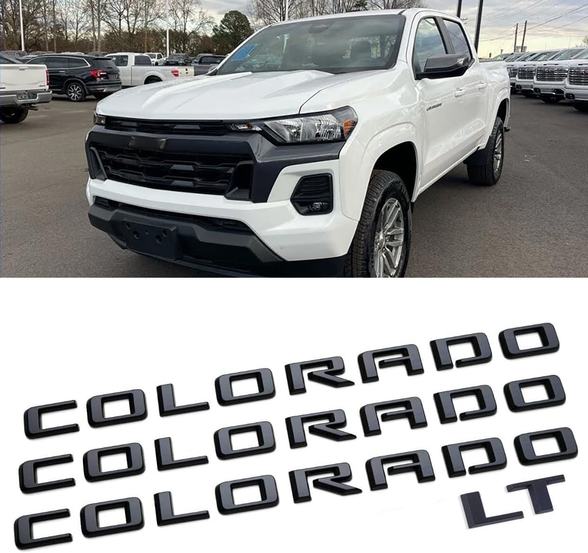 3pack OEM Colorado & LT Emblem 3D Letters Badges fits Replacement for 2019-2025 Colorado 84113503 85594766 (Gloss Black)