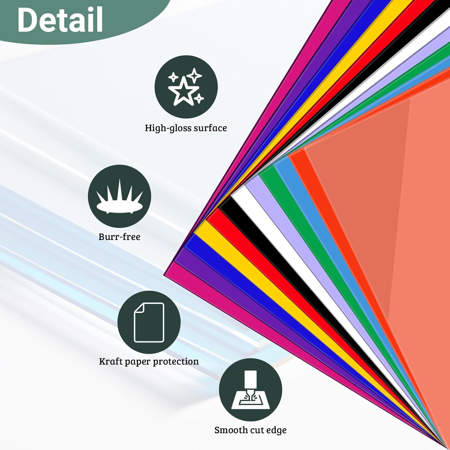 12 Pack 1/8 Thick 12*12 Inch 3mm Color Cast Acrylic Sheets for Laser Cutting, Engraving, UV Printing, Home Decor, Badges, Crafts and DIY Project, Easy to cut acrylic with Double Sided Protective Sheet