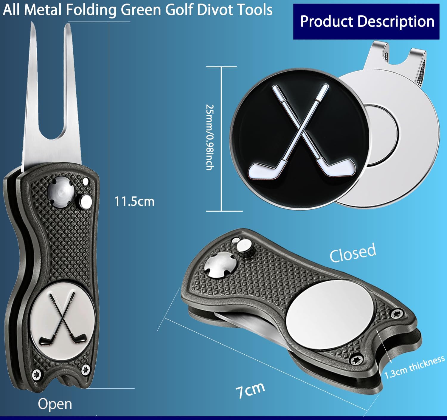 Adhere Golf Ball Markers & Divot Tools Personlized Enamel Ball Markers with a Magentic hat Clip,Unique Premium Golf Accessories Gift for Golfer image 2