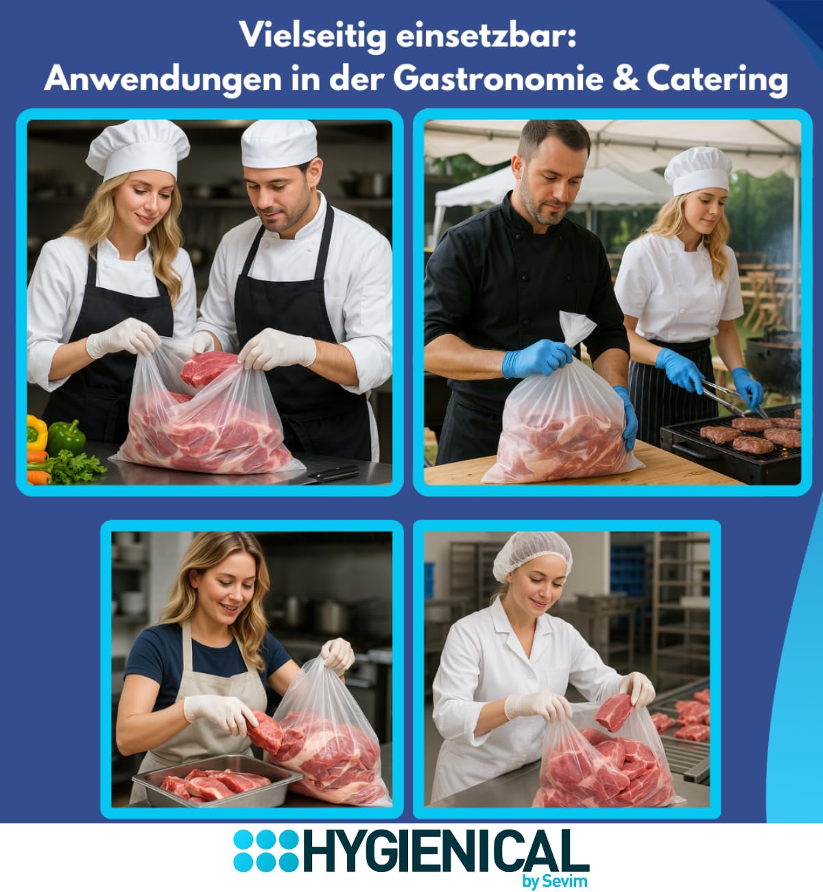 Fleischbeutel HDPE 60x40 cm – 500 Stück, Fleischsäcke/Fleischsack, Flachbeutel & Metzgersack, transparent, lebensmittelecht nach EU 10/2011 (21my - 25L)