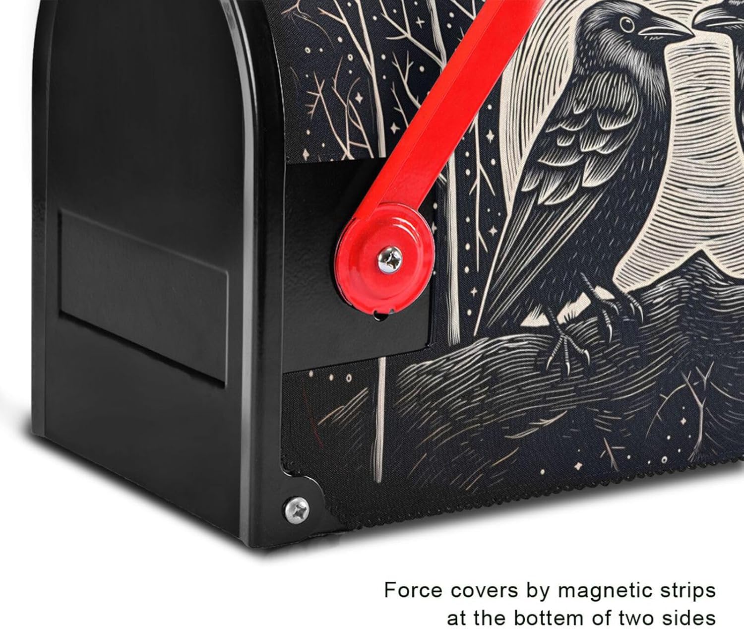 MNSRUU Mailbox Covers Fabric with Magnet Crows Tree Mailbox Covers Standard Size 18x20.7 in Mailbox Wraps Post Letter Box Cover for Garden Decorations