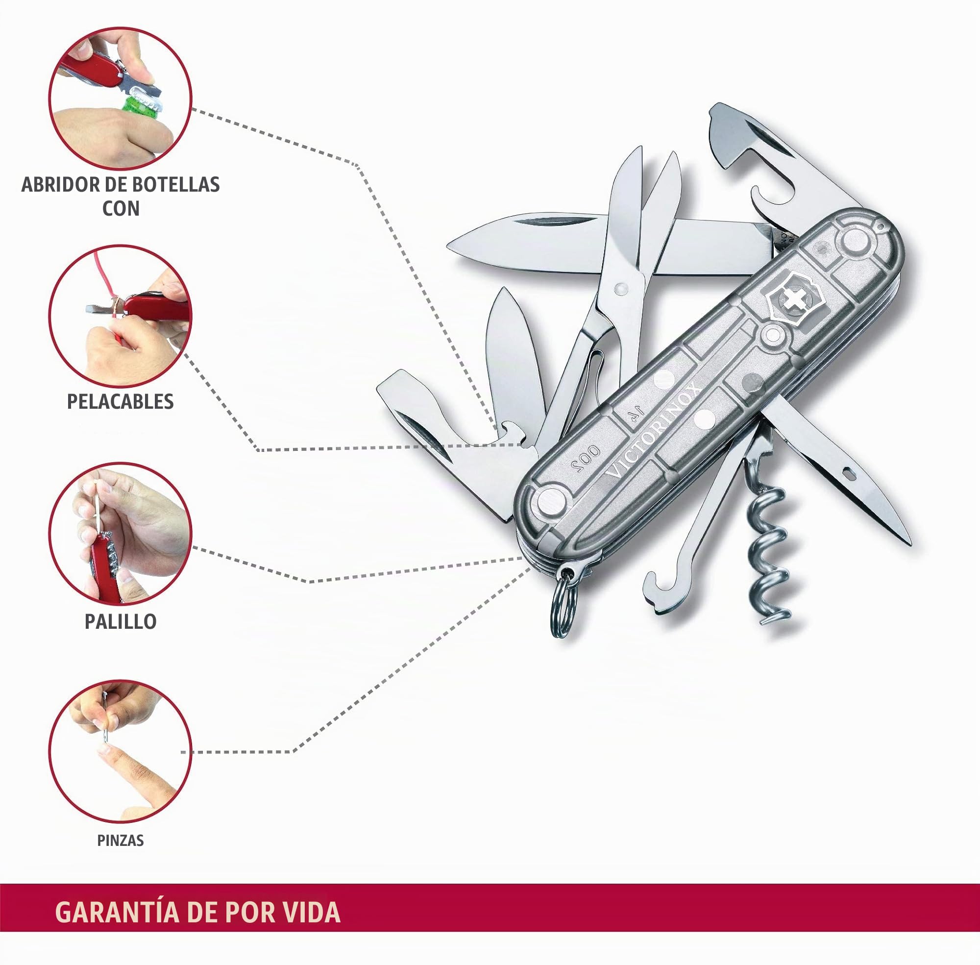 Victorinox Navaja Escalador (14 Funciones, Gran Hoja, Destapador) 91mm