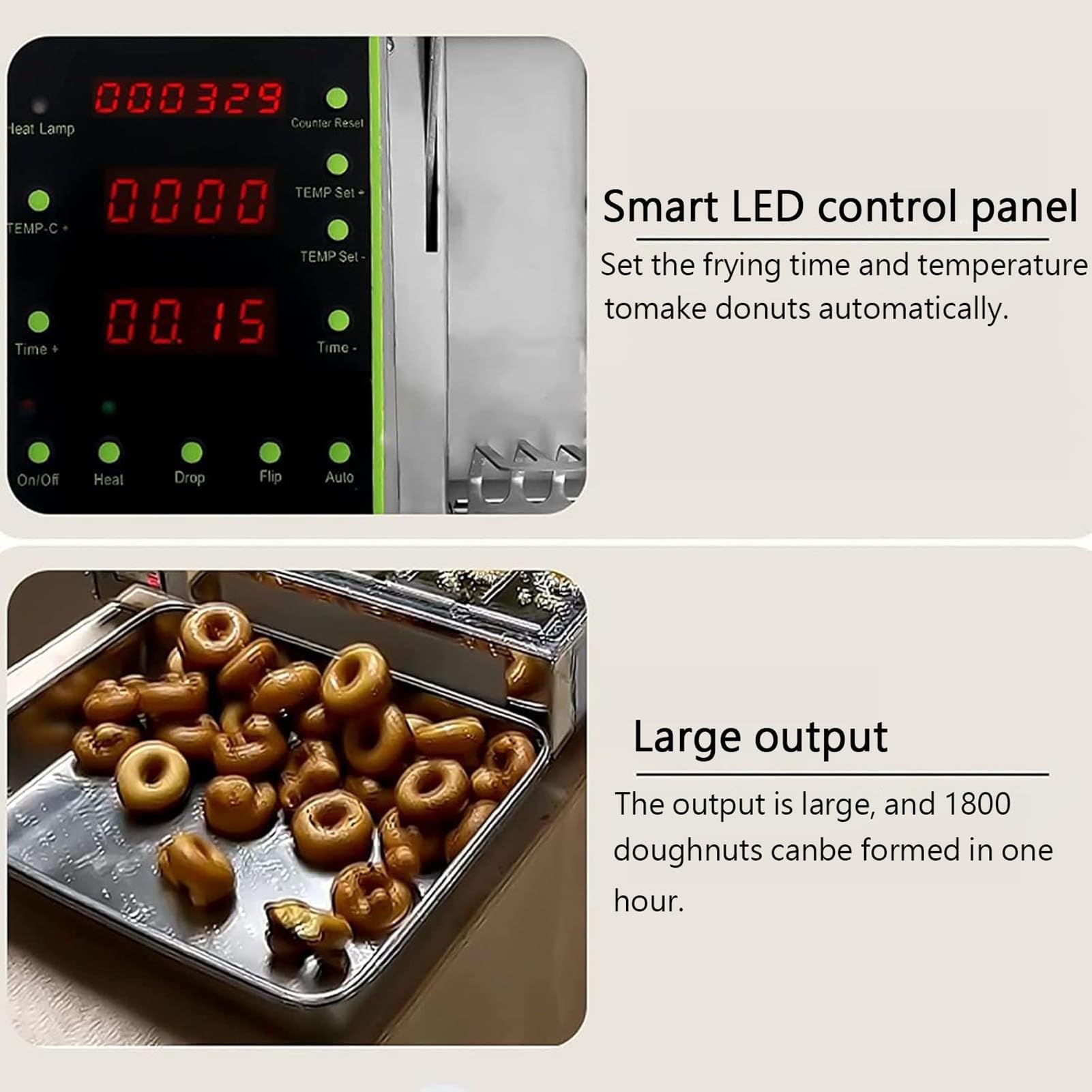 Máquina para hacer donas comercial de 4/6 filas, totalmente automática, con panel de control inteligente, 1800 piezas/H, grosor ajustable, freidora automática de donas 4,6