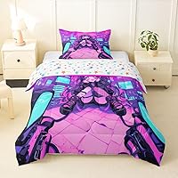 Vista 12 de Erosebridal Juego de edredón de sirena azul para niñas, juegos de ropa de cama de unicornio lindo individual de 2 piezas para niños, diseño