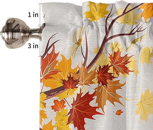 Miniatura 7 de Cortinas de otoño de Acción de Gracias, cenefas de ventana, cortinas de cocina de otoño, cenefas con bolsillo para barra, calabaza, hoja de arce