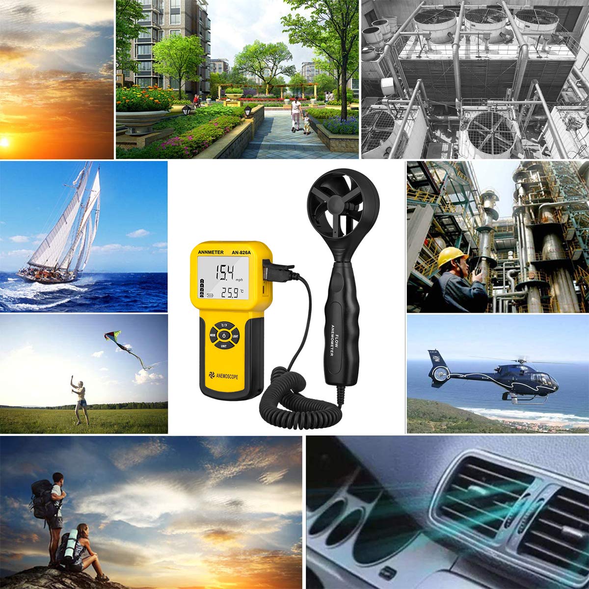 Anemometro Digitale AIOMEST AI-856A - Misuratore Vento E Temperatura, USB - Foto 5