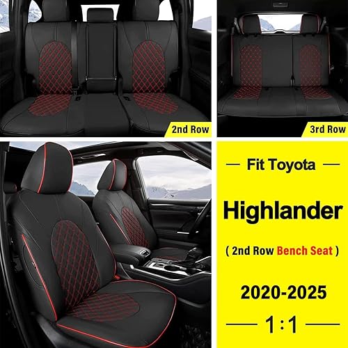 Miniatura 2 de GIANT PANDA Juego completo de fundas de asiento de automóvil personalizadas para Toyota Highlander LLEXLELimitedHybrid 2020 2021 2022 2023 2024
