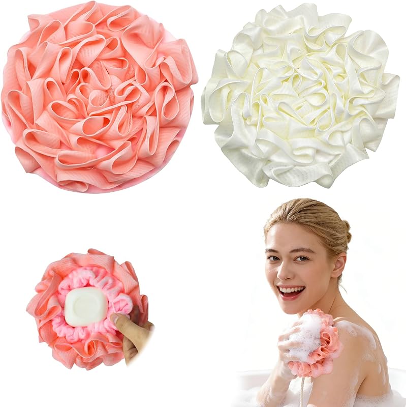 Bolsas para sabonete em barra com cordão Generic, rosa e branca, pacote com 2