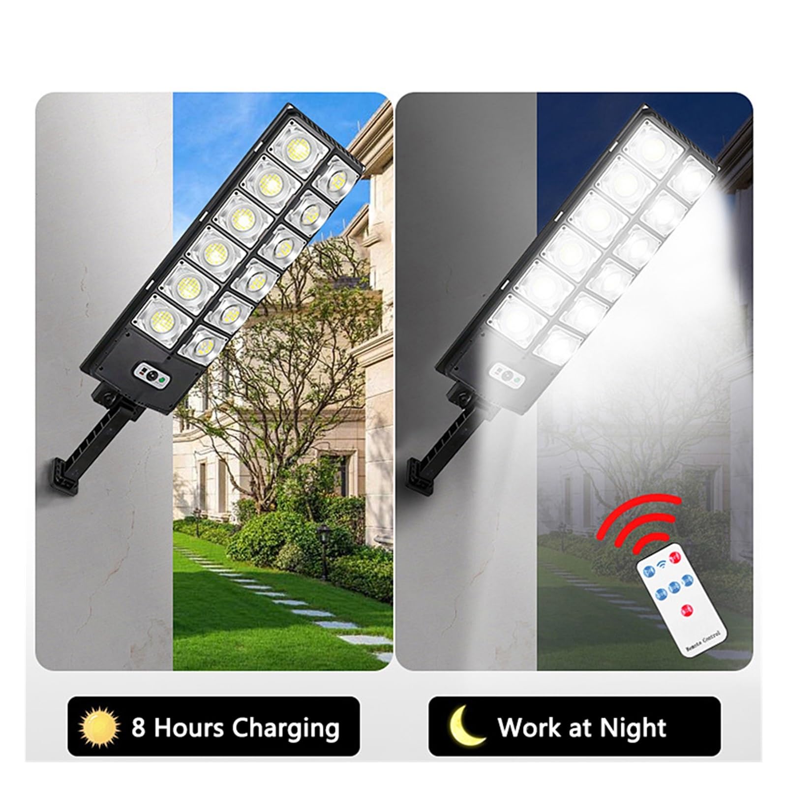 Lampy Solarne Zewnątrz, Solar Street Lights Outdoor Solar Flood Light z 3 trybami światła Zdalne sterowanie Wodoodporne oświetlenie z czujnikiem ruchu do ścieżki ogrodowej Patio,Do ogrodu, ulicy, wer