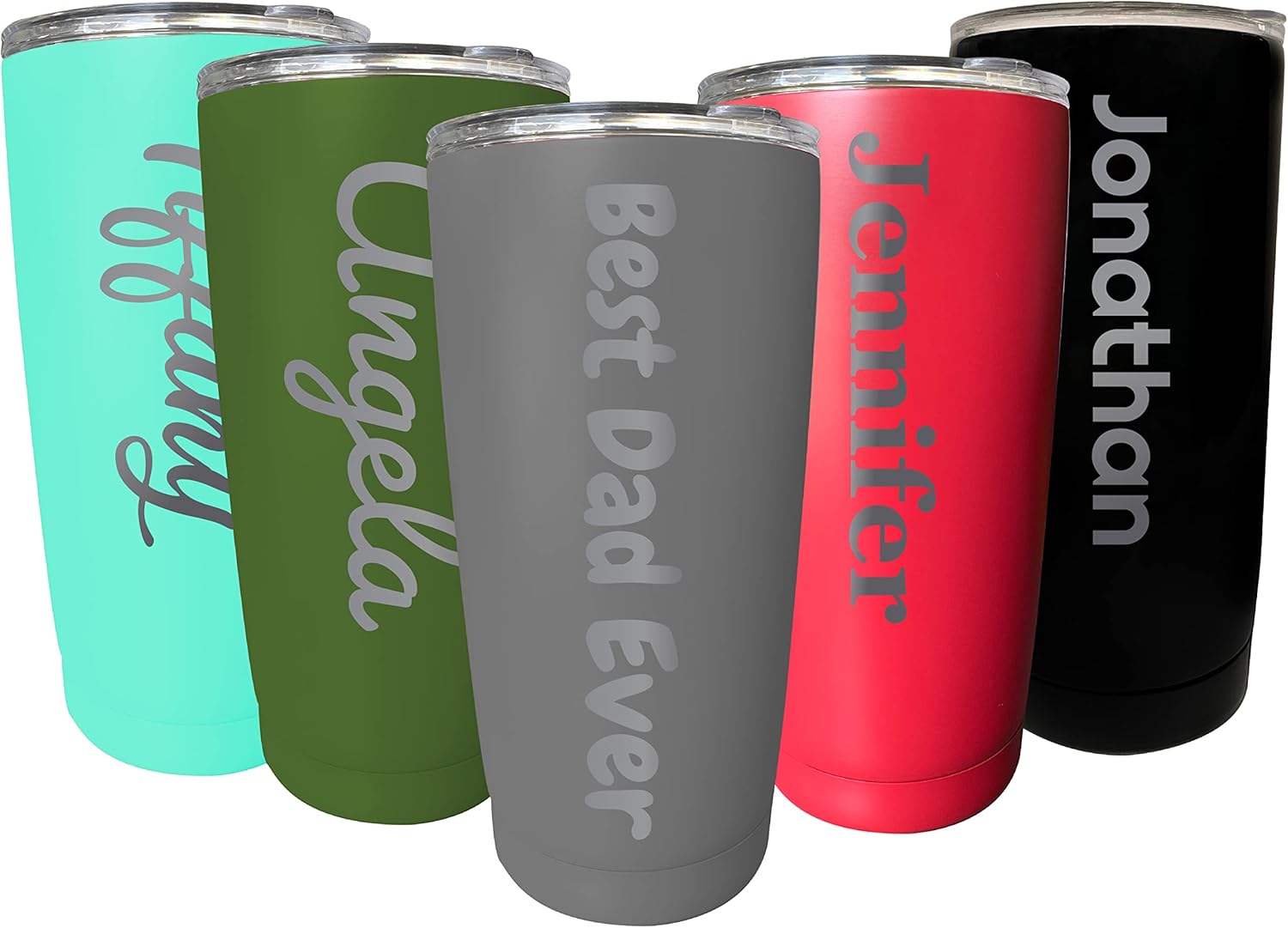 Customizable Engraved 16 oz Insulated Stainless Steel Tumbler Personalized with Custom Text or Name Laser Etched (Green)