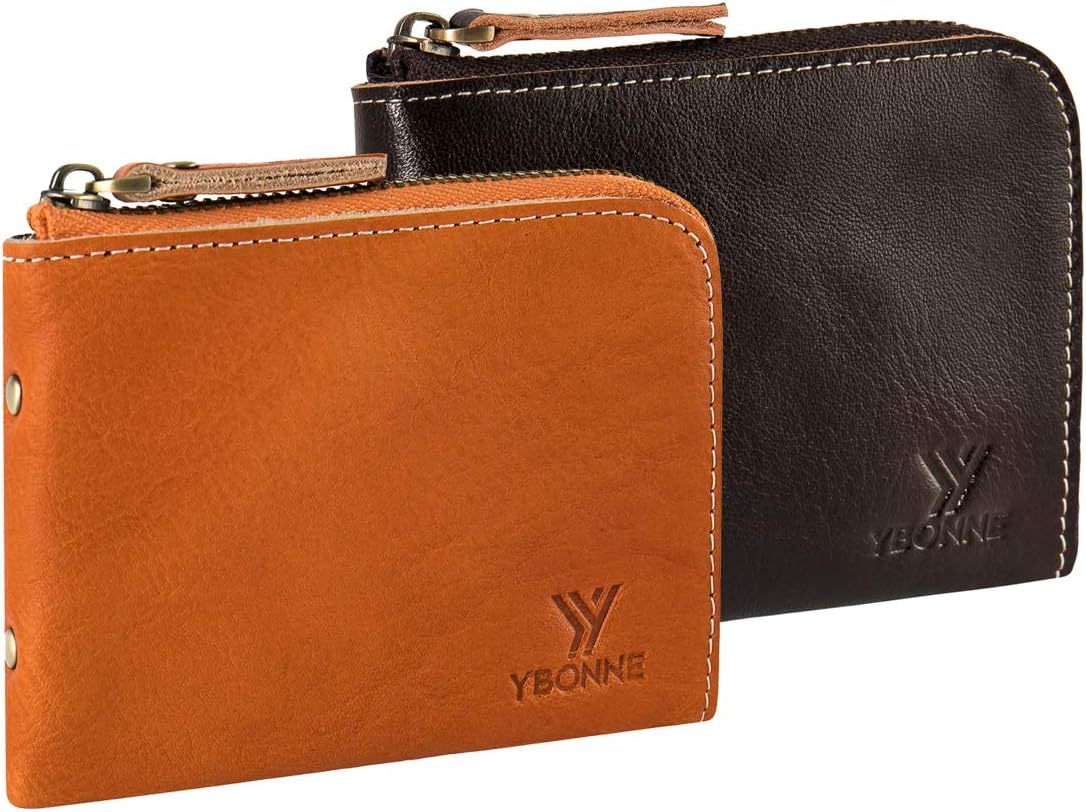 Small Corner Zipper Wallet for Men and Women, Handmade with Italian Vegetable Tanned Leather
