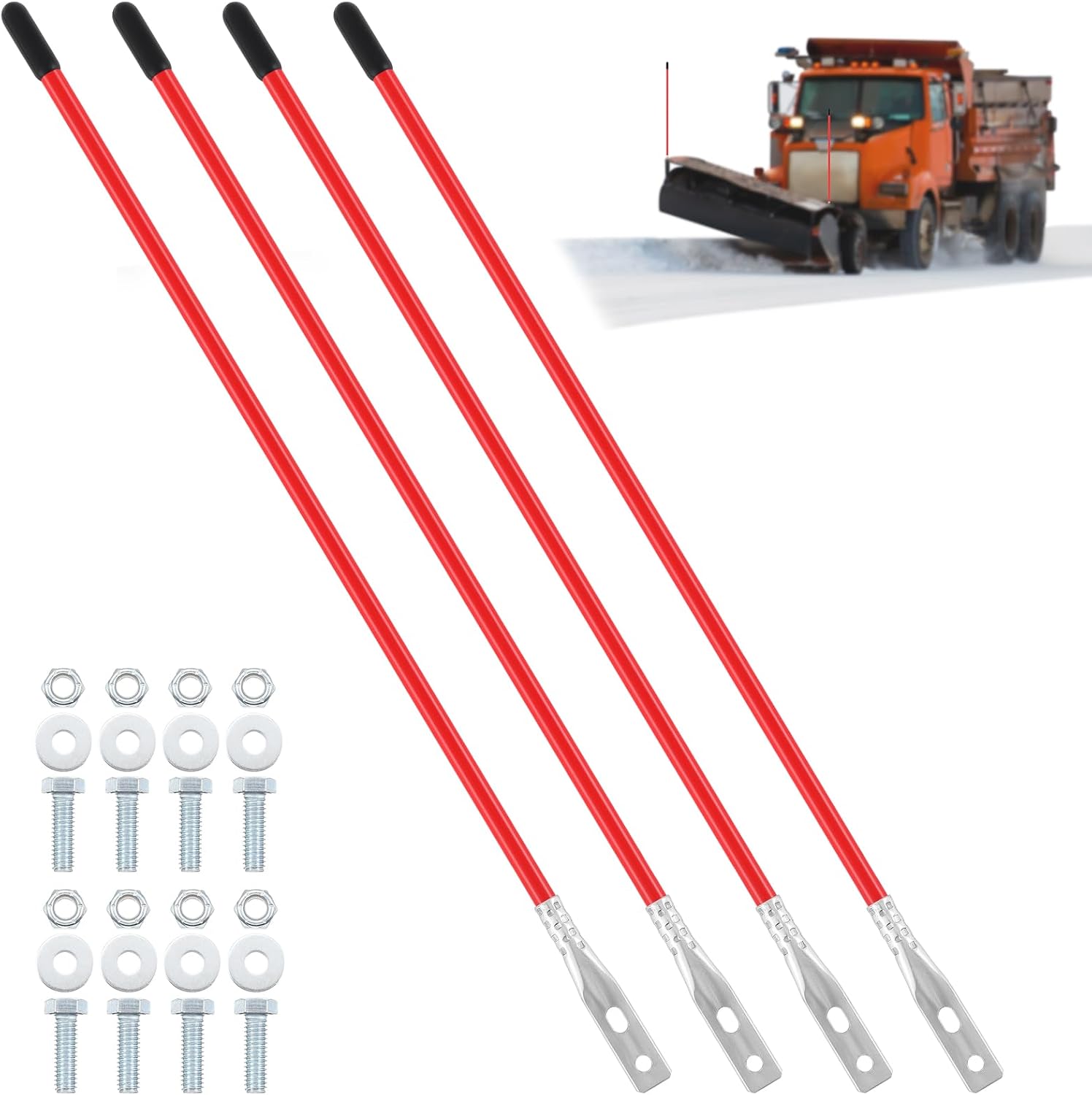 Lasnten 4 Pcs 36 Inch Snow Plow Blade Markers Guide Kit Steel Wire Inside Bolt on Bumper Guides High Visibility Easy Installation for Atv Western Snowplows(Yellow)