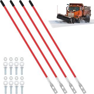 Lasnten 4 Pcs 36 Inch Snow Plow Blade Markers Guide Kit Steel Wire Inside Bolt on Bumper Guides High Visibility Easy Installation for ATV Western Snowplows(Red)