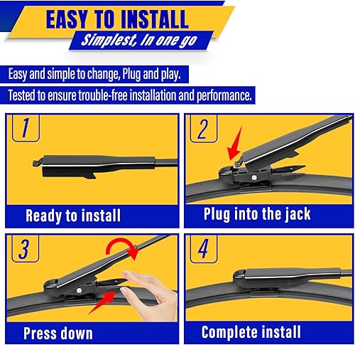 Vista 100 de 3 limpiaparabrisas de repuesto, repuesto de equipo original, para vehículos, 24 pulgadas, 22 pulgadas y 12 pulgadas, juego de 3, gancho U/J