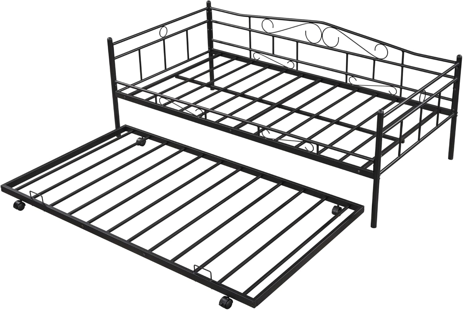 Sofá cama de marco metálico de tamaño individual con ruedas extraíbles ...
