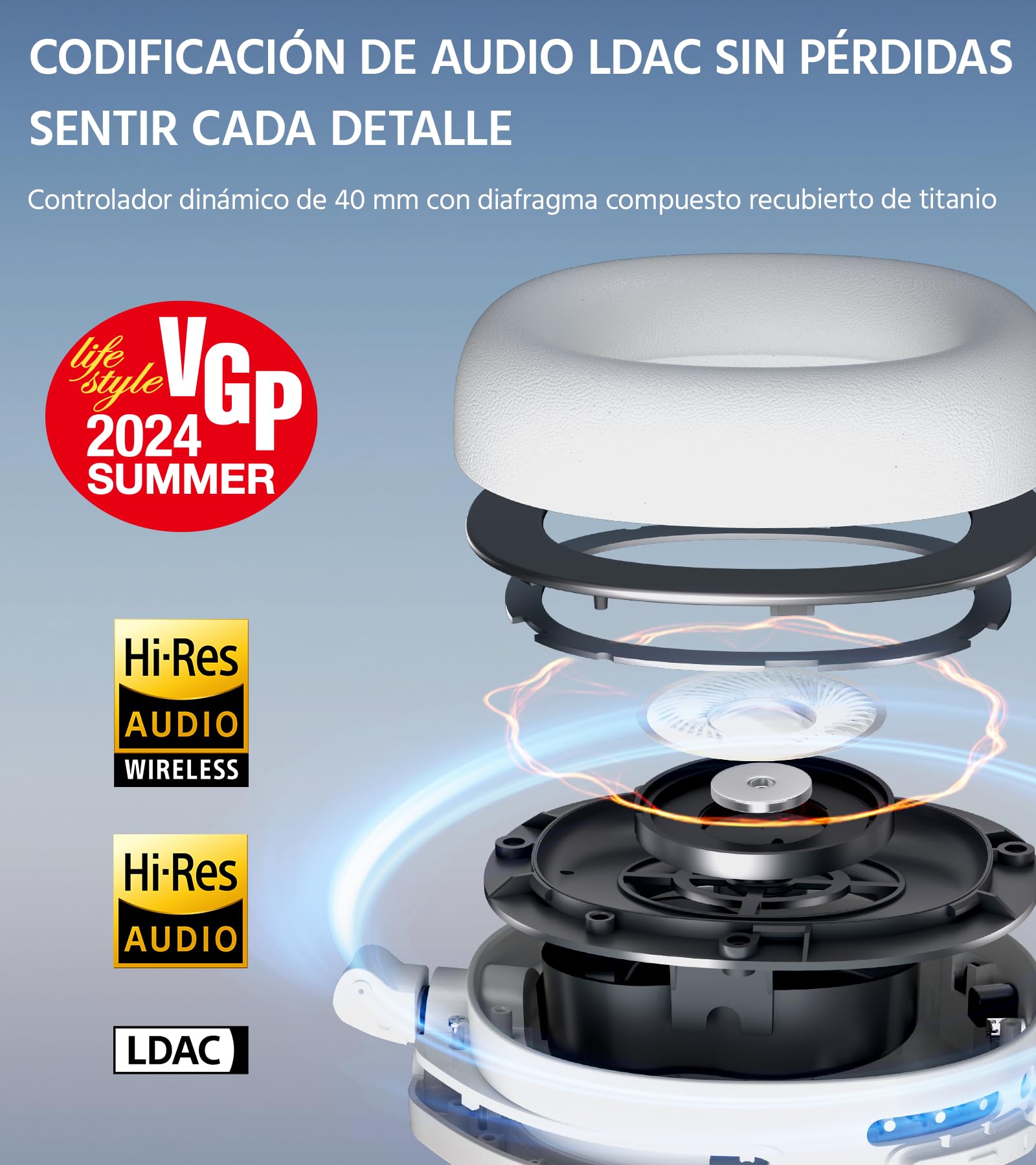 Edifier W830NB - Auriculares inalámbricos con -45 dB ANC, batería de 94 Horas, Sonido LDAC Hi-Res, Audio Espacial, Carga rápida, Bluetooth V5.4, Color Negro