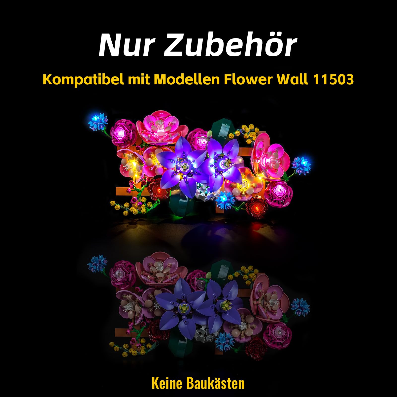 Kit luce telecomando compatibile con Lego Flower Wall 11503 (nessun modello), set di illuminazione a LED, compatibile con Lego 11503 Flower Wall mattoncini modello