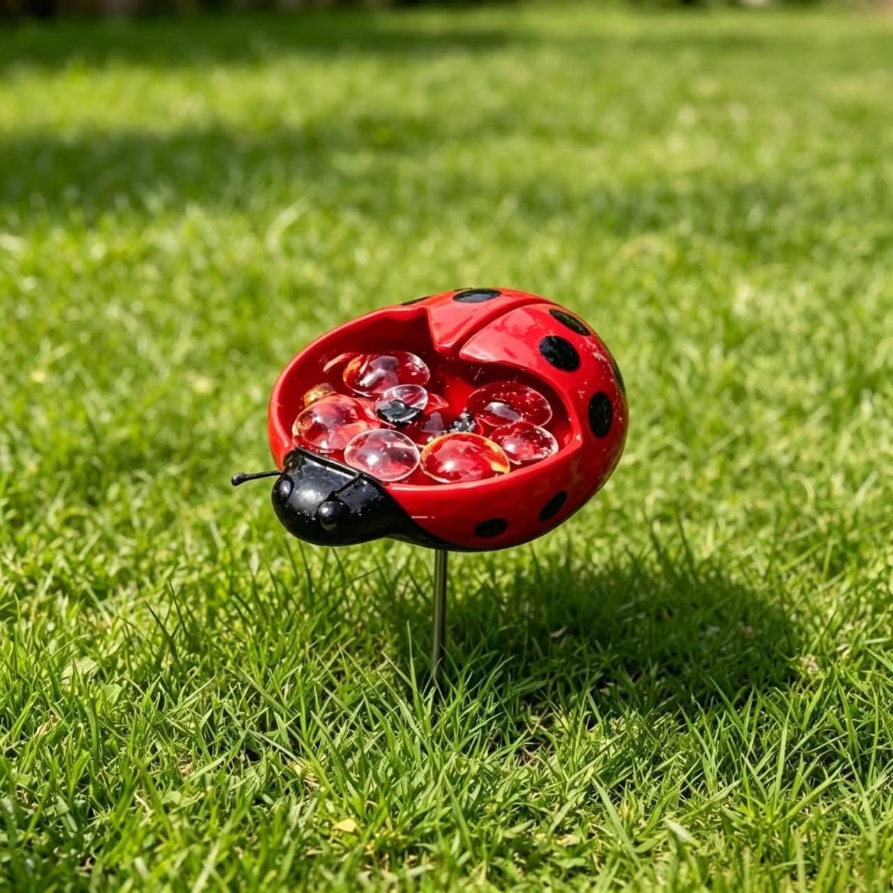 Bee Watering Station Outdoor Unique Ladybug Snail Froganimal-Shaped Decor Bee Wildlife Butterfly Waterer Feeders for Garden (10, Snail Ladybug2) image 5