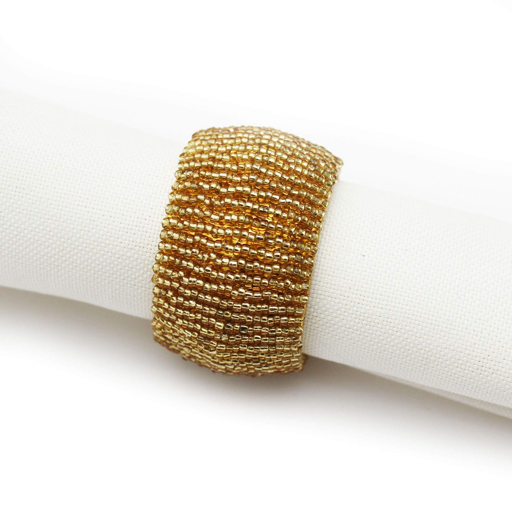 Peggy Wilkins Bliss Beaded Christmas Napkin Ring - Gold