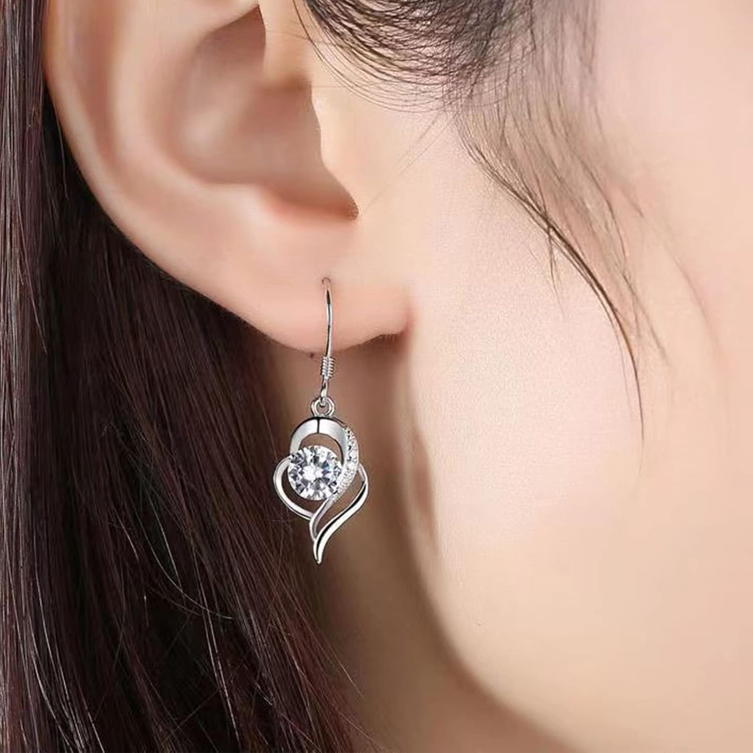 Drop Dangle Earrings for Women Girls Cubic Zircon Dangle Earrings 14K White Gold Plated Dainty Hanging Earrings Dangling Earrings Hypoallergenic Fashion Birthstone Jewelry Wedding Gifts - Image 4