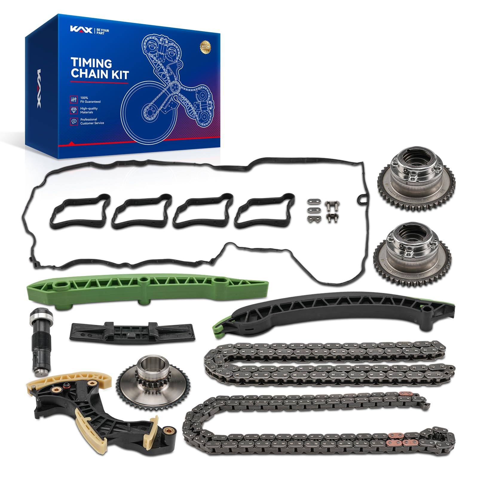 Photo 1 of KAX Engine Timing Chain Kit W/Tensioner & Sprocket & Guide Fit for Mercedes-Benz C250 2012-2014, SLK250 2012-2014, C230 2002, OE# 2710503347, 2710501400, 2710502547, 2710502647, 2710501500, 2710301163