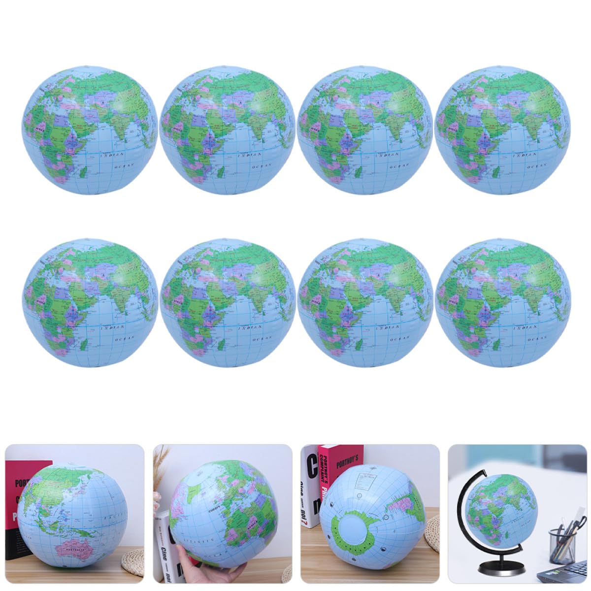 Artibetter Palloni da Spiaggia Gonfiabili a Forma di Globo 8 Pezzi in Pvc Sicuro 30 Cm per Piscina e Spiaggia Giocattolo Estivo Galleggiante per Feste e Attività Outdoor