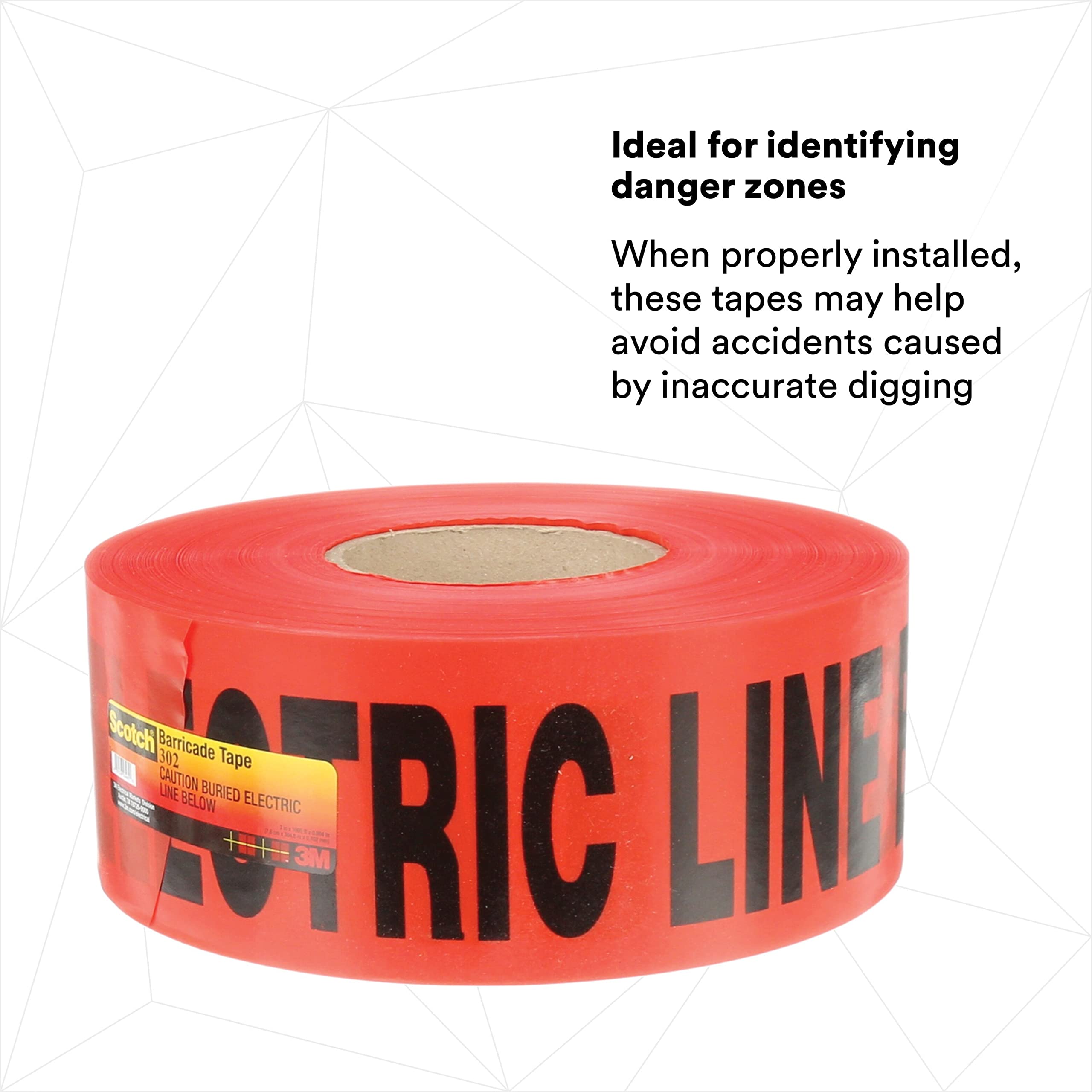 Scotch barricada cinta 300, diseño con texto "Caution, 3" Ancho, 1000 pies Longitud (Pack de 1)