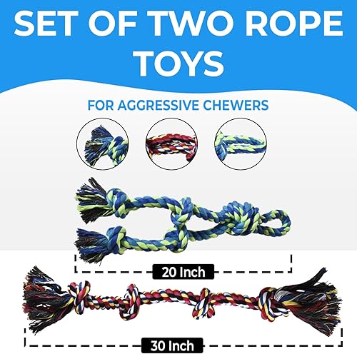 Miniatura 4 de Stride Juguetes grandes para perros, juego de 9, juguetes de cuerda para perros, juguetes resistentes para masticadores agresivos, juguetes
