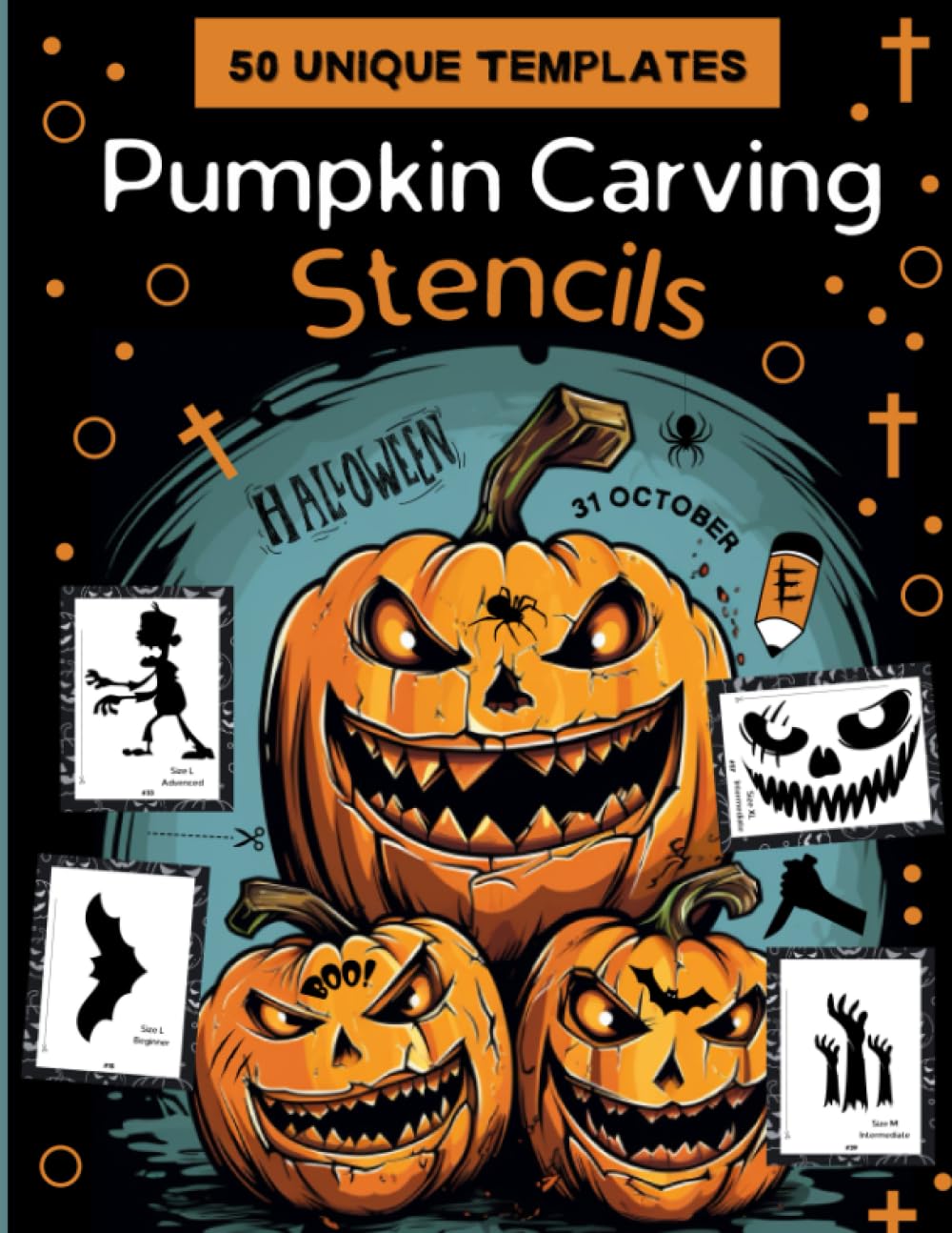 Pumpkin Carving Stencils: Creative Halloween Pumpkin Patterns Fun and Scary Designs for Adults ...
